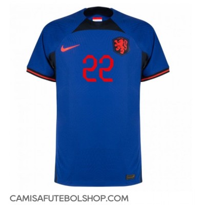 Camisa de time de futebol Holanda Denzel Dumfries #22 Replicas 2º Equipamento Mundo 2022 Manga Curta